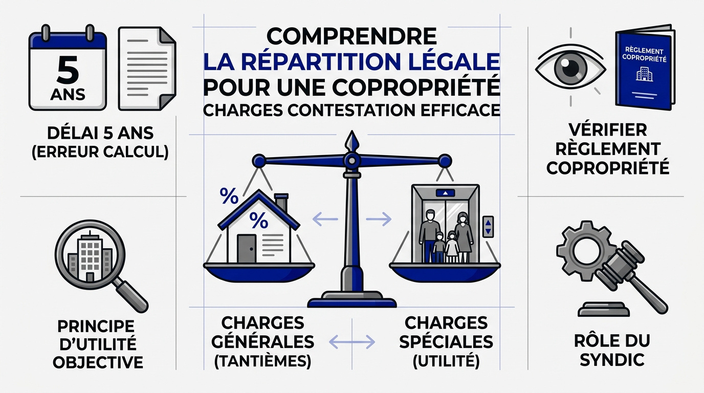 Schéma explicatif de la répartition des charges de copropriété entre charges générales et spéciales