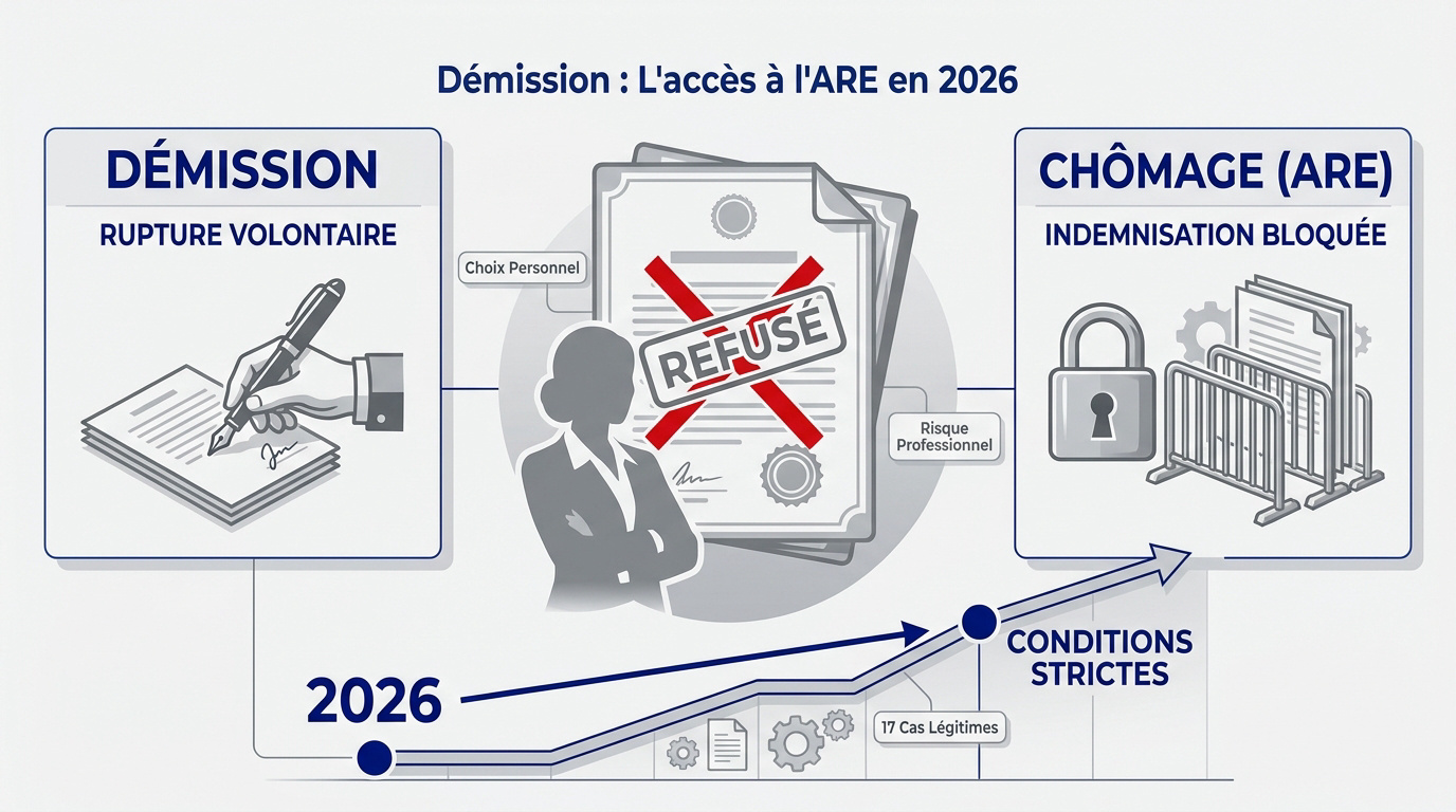 Blocage administratif de l'ARE après une démission en 2026