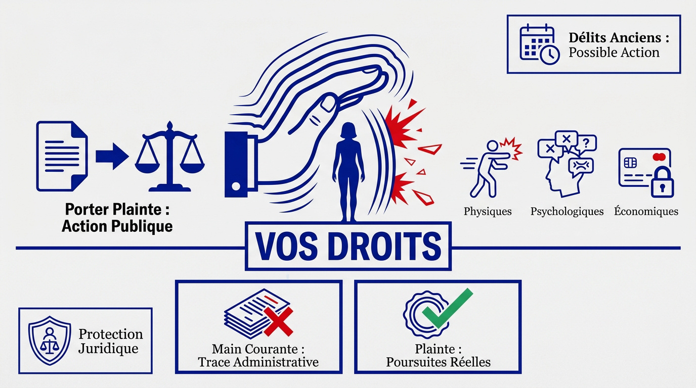 Illustration des droits et des démarches pour porter plainte en cas de violences conjugales