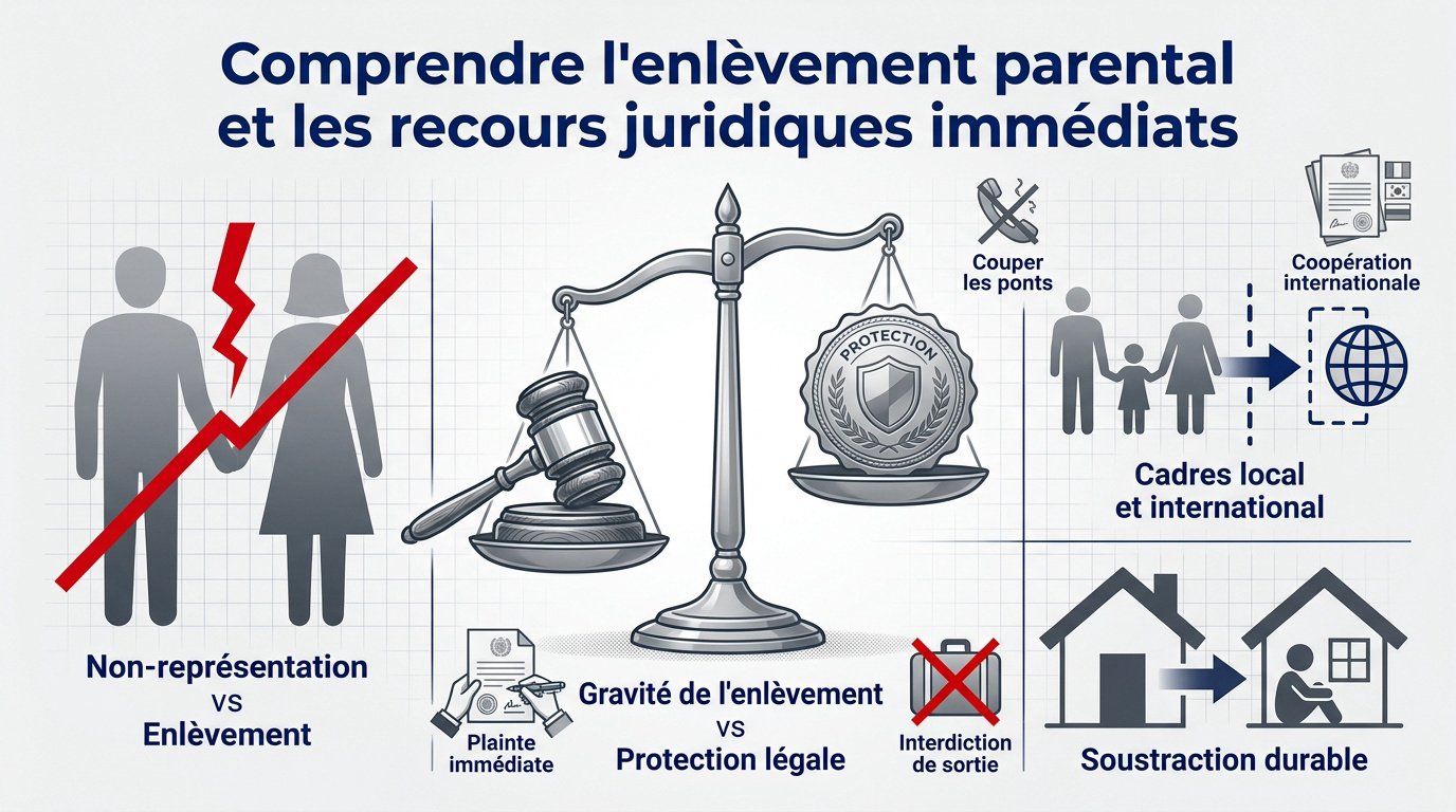 Procédure légale en cas d'enlèvement parental et droits de garde