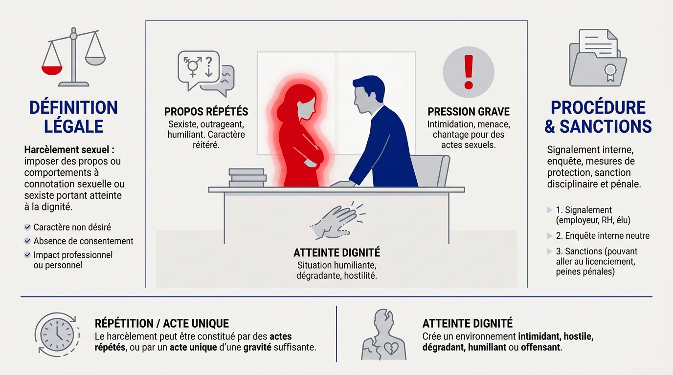 Illustration juridique du harcèlement sexuel en milieu professionnel