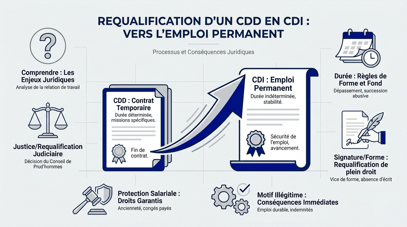 Procédure juridique de requalification d'un contrat CDD en CDI devant les prud'hommes